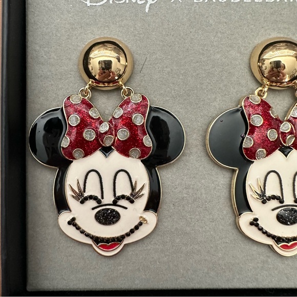 Disney BAUBLEBAR Minnie Mouse Large Black & Red Earrings New - Picture 2 of 4